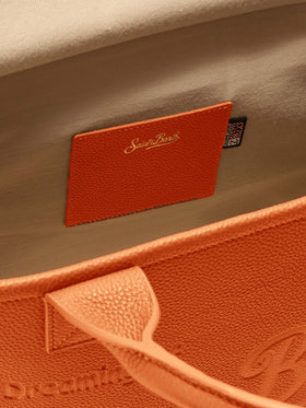 Vanity Bag Large Shoulder Bag in orange hammered leather