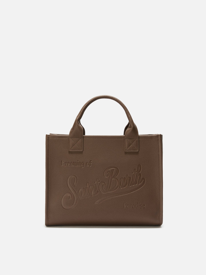 Vanity Bag Large Shoulder Bag in brown hammered leather