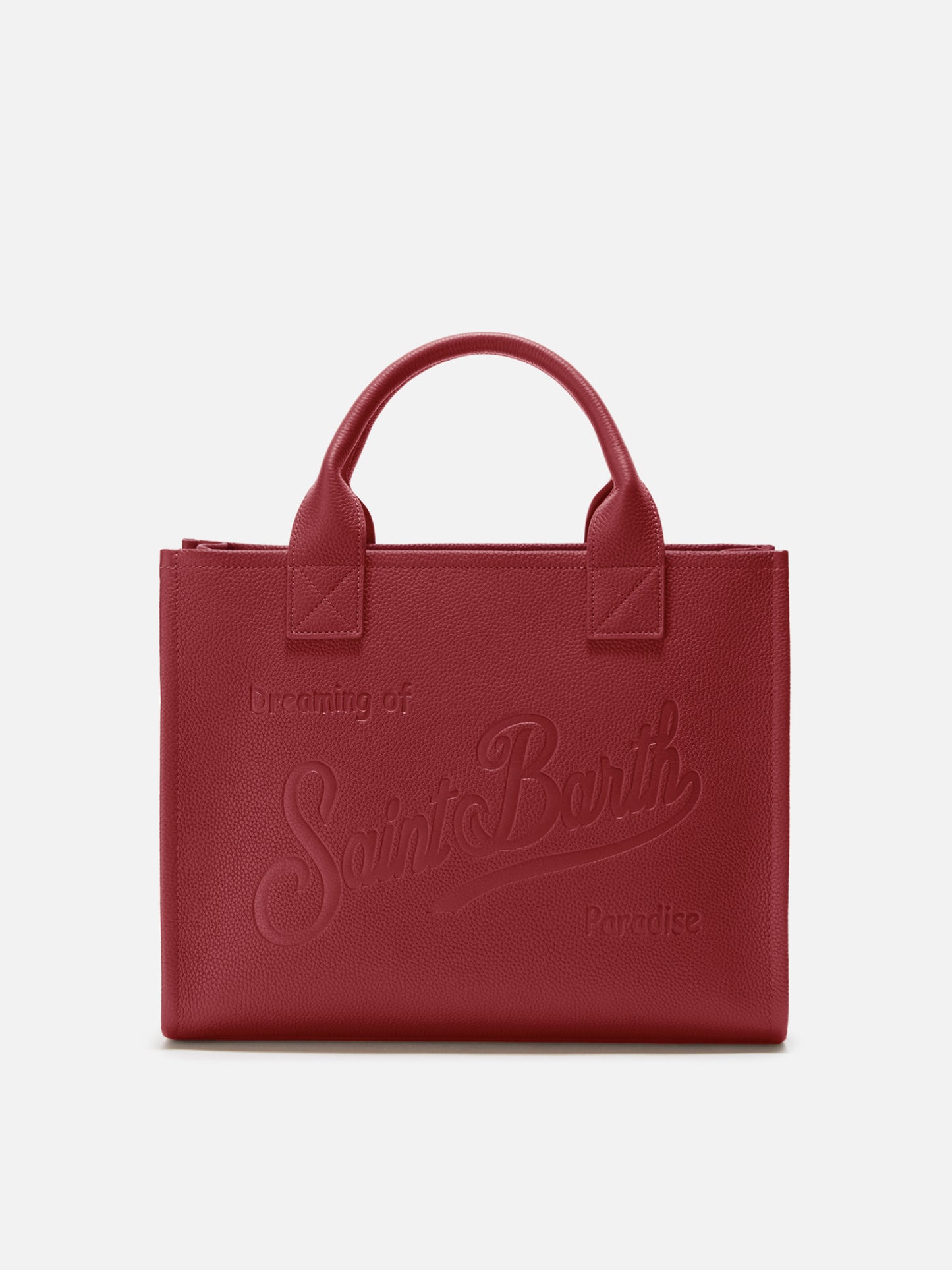 Borsa a spalla Vanity Bag Large in pelle martellata burgundy