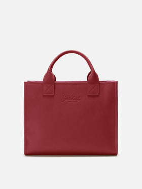 Borsa a spalla Vanity Bag Large in pelle martellata burgundy