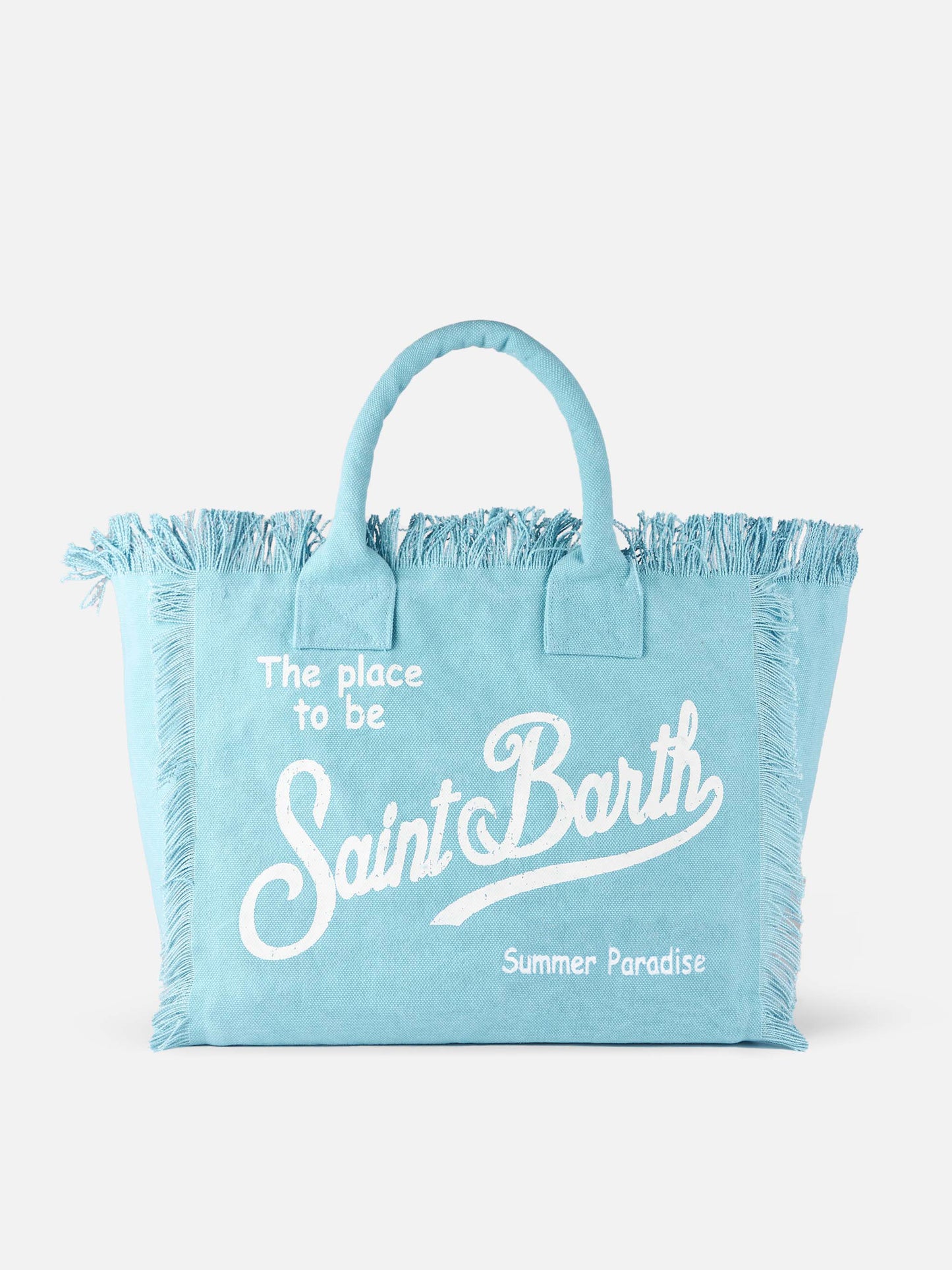 Borsa a spalla Vanity in canvas di cotone azzurro