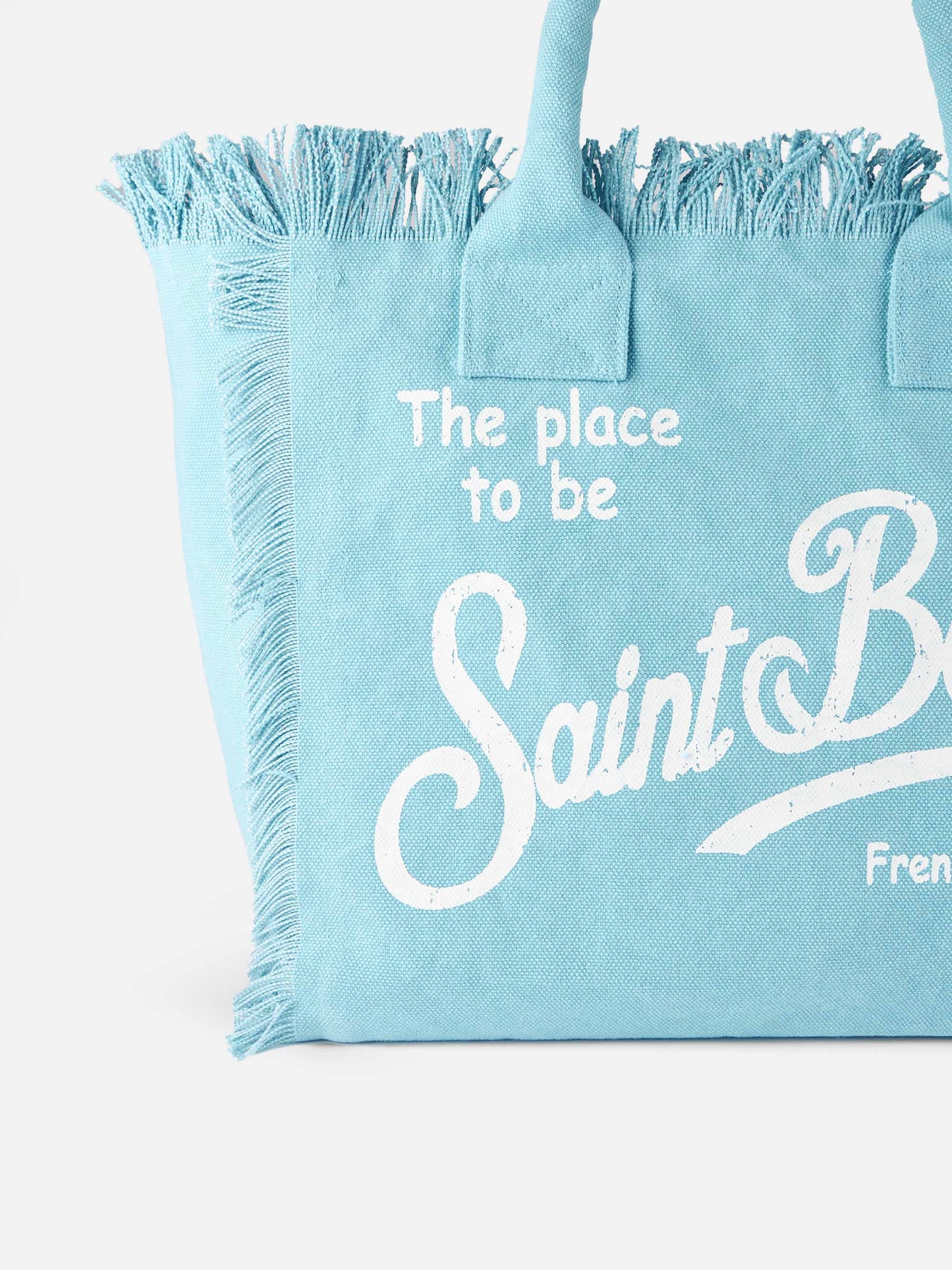 Borsa a spalla Vanity in canvas di cotone azzurro