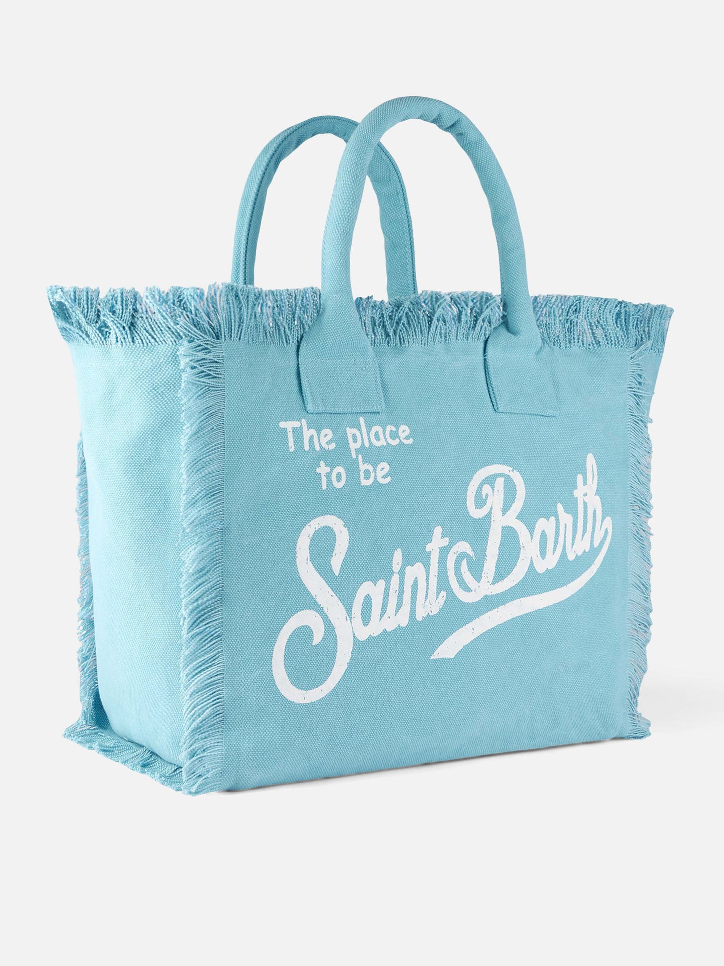 Borsa a spalla Vanity in canvas di cotone azzurro