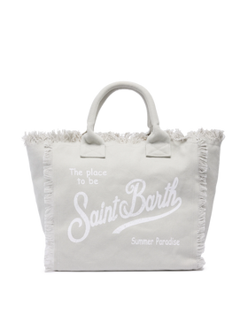 Borsa a spalla Vanity in canvas di cotone grigio