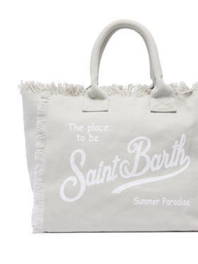 Borsa a spalla Vanity in canvas di cotone grigio