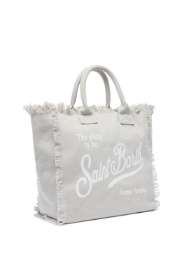Borsa a spalla Vanity in canvas di cotone grigio