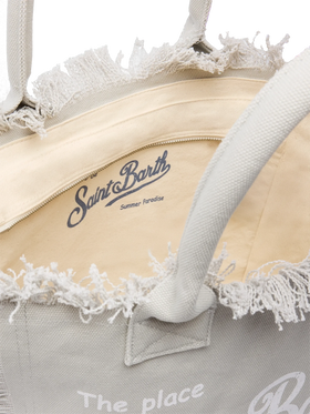 Borsa a spalla Vanity in canvas di cotone grigio