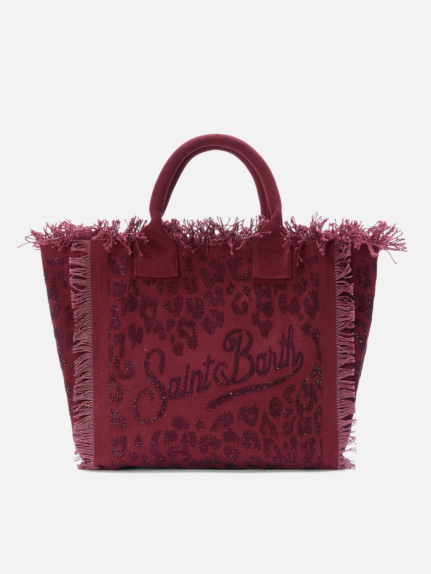 Borsa Vanity regular in canvas leopardato con strass
