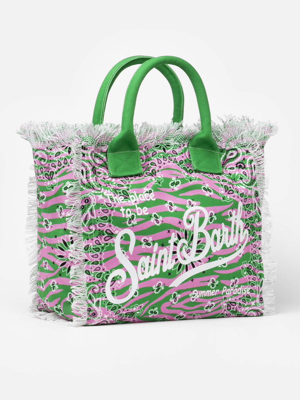 Einkaufstasche aus Baumwollcanvas mit Zebra- und Bandana-Print