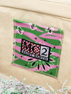 Einkaufstasche aus Baumwollcanvas mit Zebra- und Bandana-Print