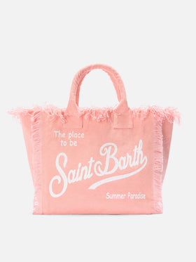 Borsa Vanity regular arancione in canvas con frange