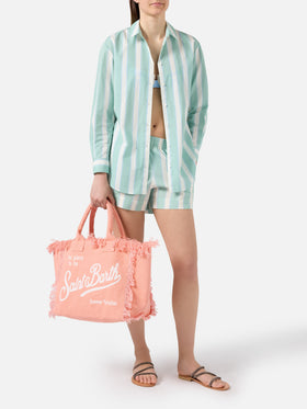 Borsa Vanity regular arancione in canvas con frange