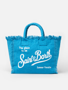 Light blue cotton canvas Vanity tote bag
