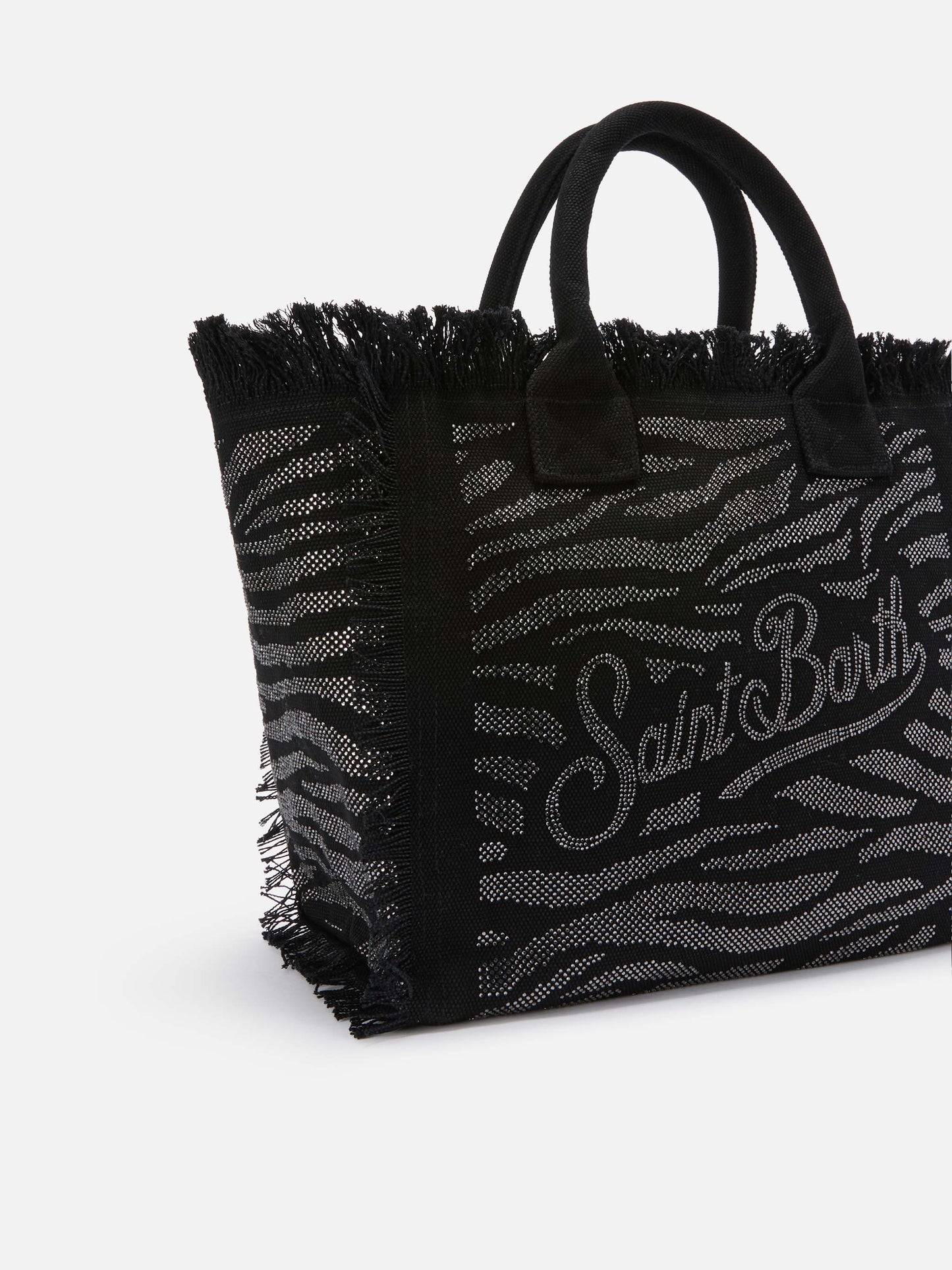 Regular Vanity canvas bag in animalier print with rhinestones