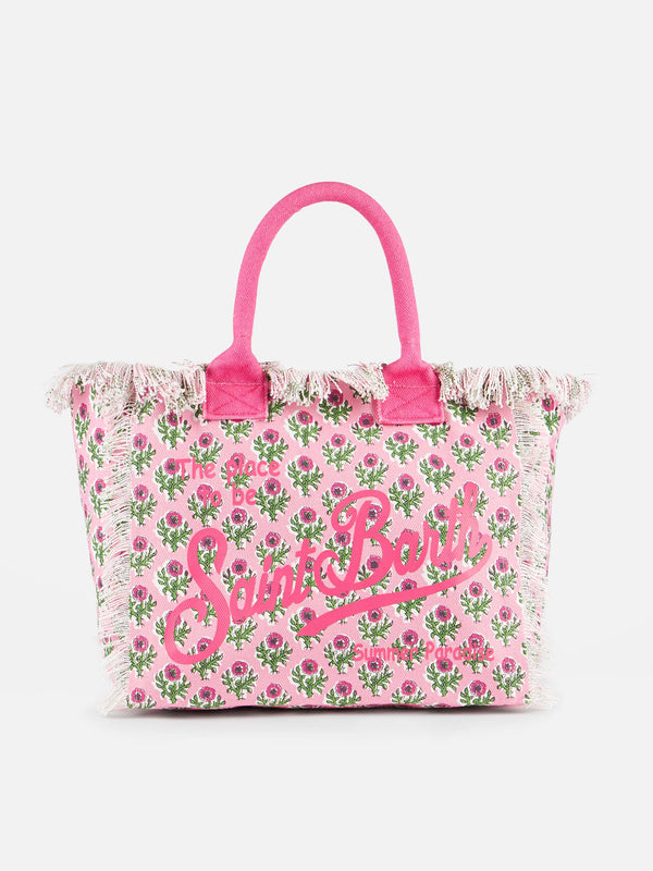 Flower cotton canvas Vanity tote bag