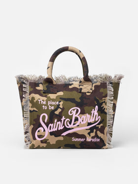 Cotton canvas Vanity tote bag with camouflage print