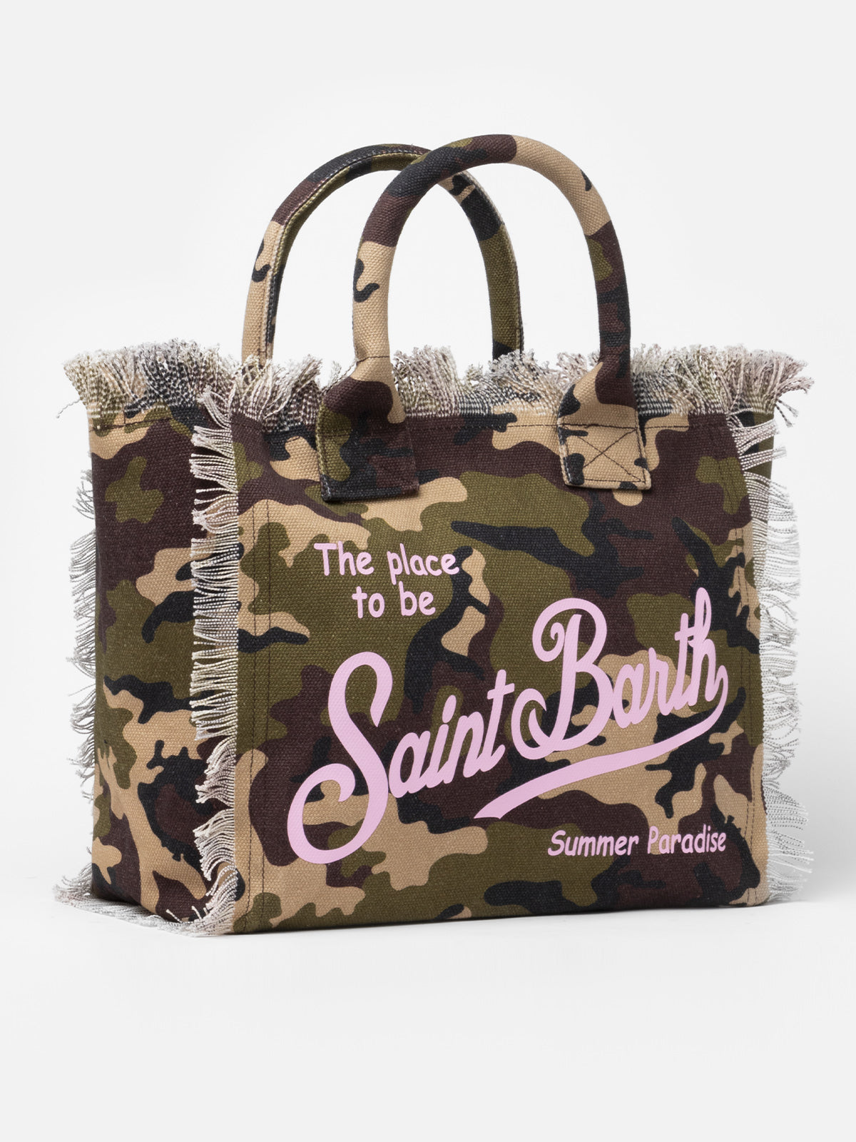 Cotton canvas Vanity tote bag with camouflage print