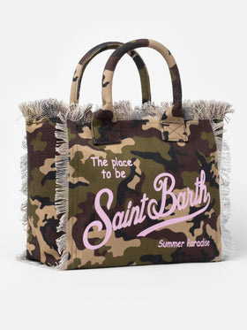 Cotton canvas Vanity tote bag with camouflage print