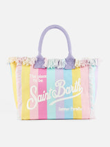 Multicolor striped cotton canvas Vanity tote bag