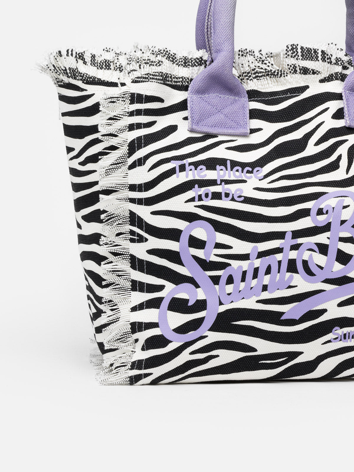 Cotton canvas Vanity tote bag with zebra print - MC2 Saint Barth