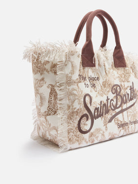 Regular Vanity canvas bag with brown toile de Jouy print