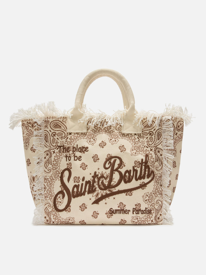 Beige canvas Vanity regular bag with bandana print
