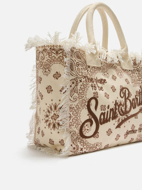 Beige canvas Vanity regular bag with bandana print