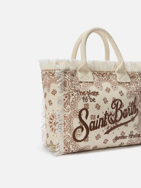 Beige canvas Vanity regular bag with bandana print