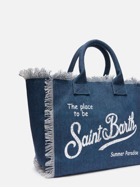 Borsa a spalla Vanity in canvas di cotone indaco