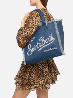 Borsa a spalla Vanity in canvas di cotone indaco