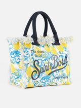 Lemon maiolica cotton canvas Vanity tote bag