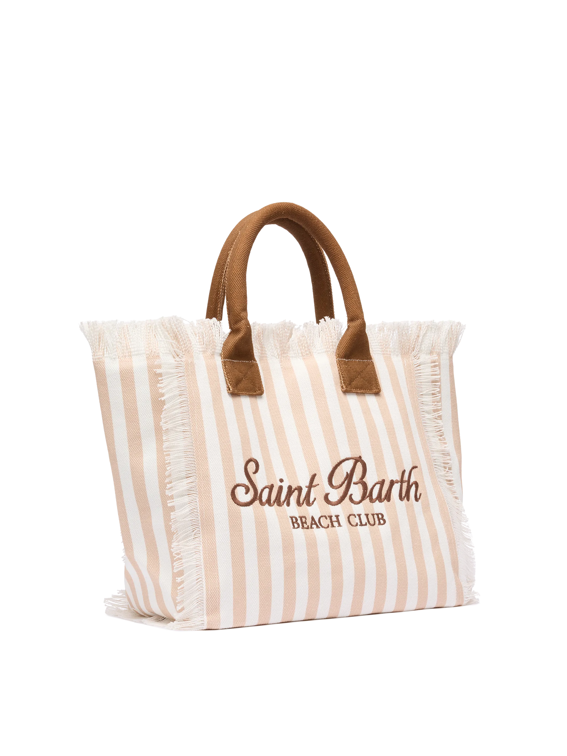 Cotton canvas Vanity tote bag with beige striped print - MC2 Saint Barth