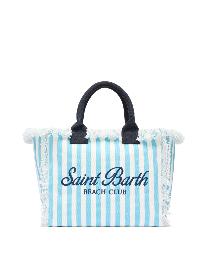 Cotton canvas Vanity tote bag with light blue striped print