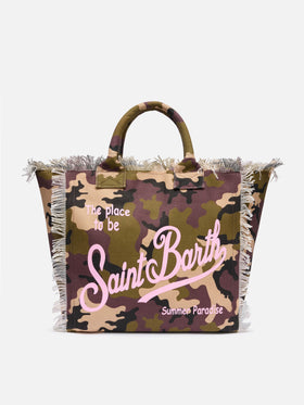 Cotton canvas Vanity tote bag with camouflage print