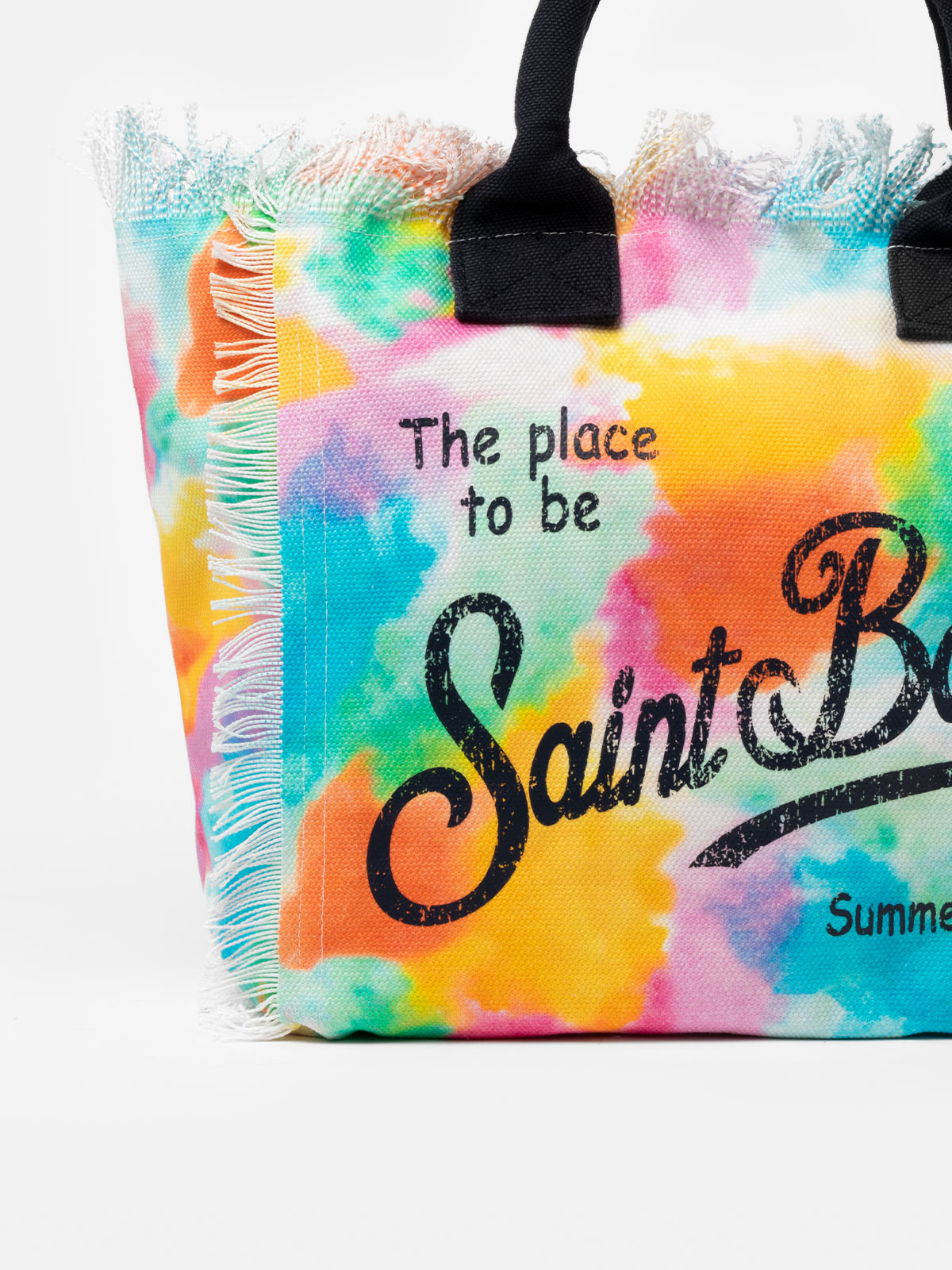 Borsa tote Vanity in tela di cotone con stampa ad acquerello