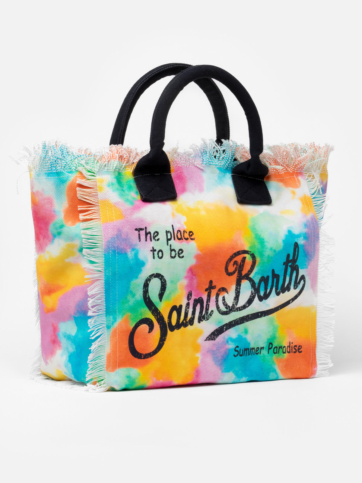 Borsa tote Vanity in tela di cotone con stampa ad acquerello