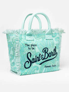 Borsa tote Vanity in tela di cotone con stampa paisley
