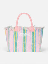 Borsa tote Vanity in tela di cotone rigata Forte dei Marmi Beach Club