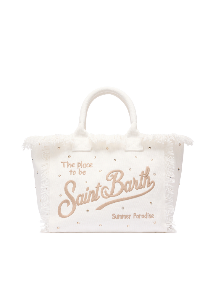 Off-white cotton canvas Vanity tote bag with stud embellishment