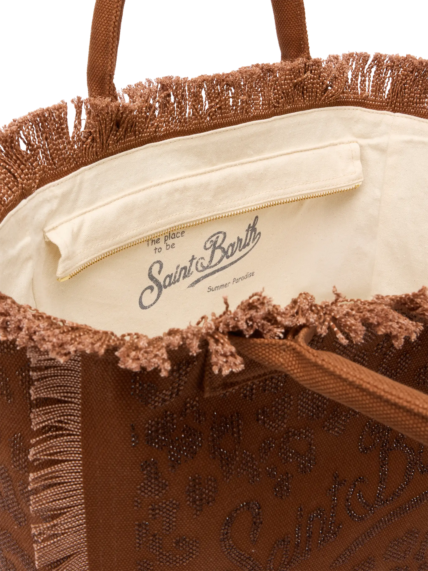 Borsa a spalla Vanity in canvas di cotone marrone con decorazioni in strass leopardate