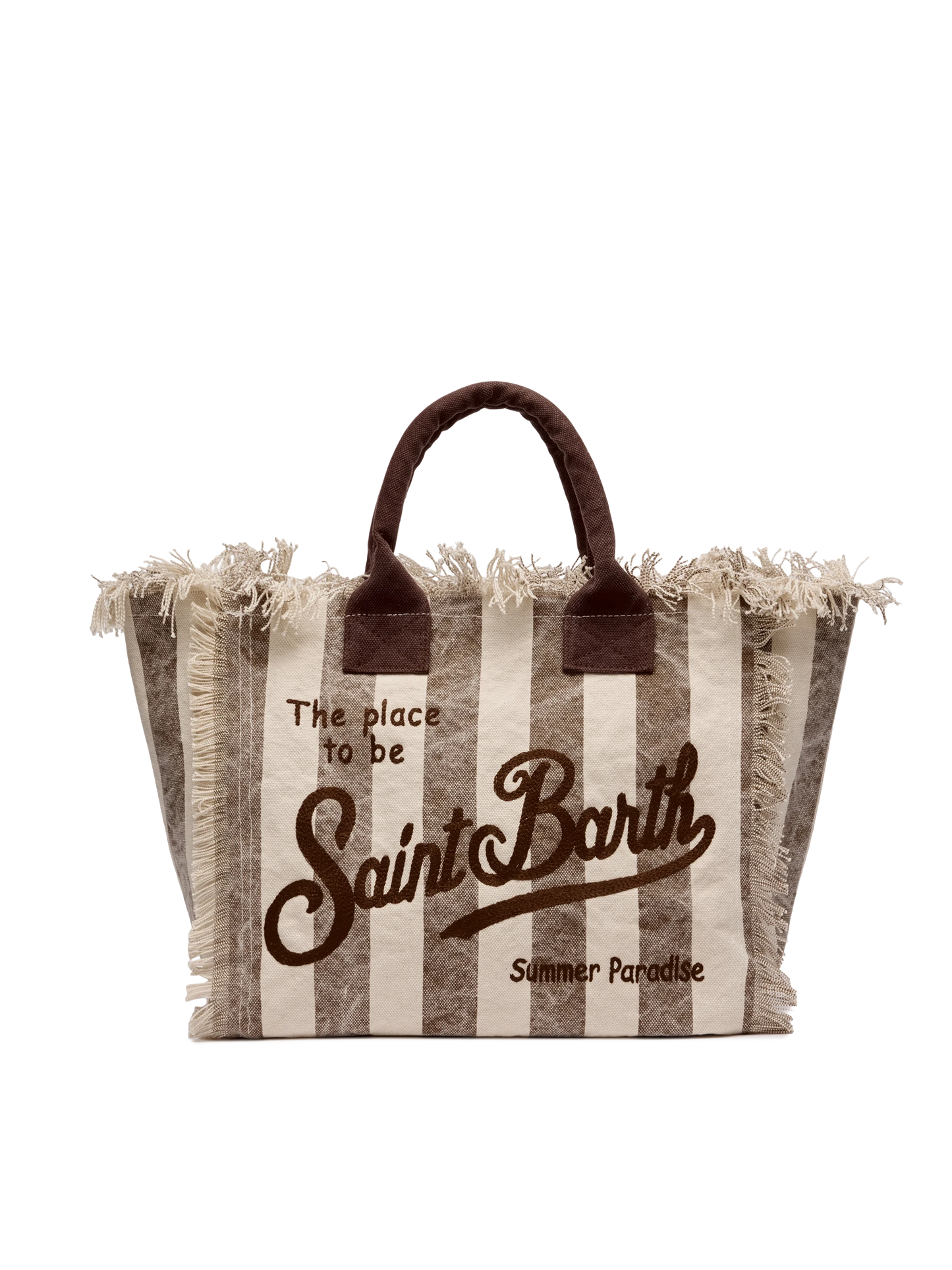 Cotton canvas Vanity tote bag with brown striped print - MC2 Saint Barth