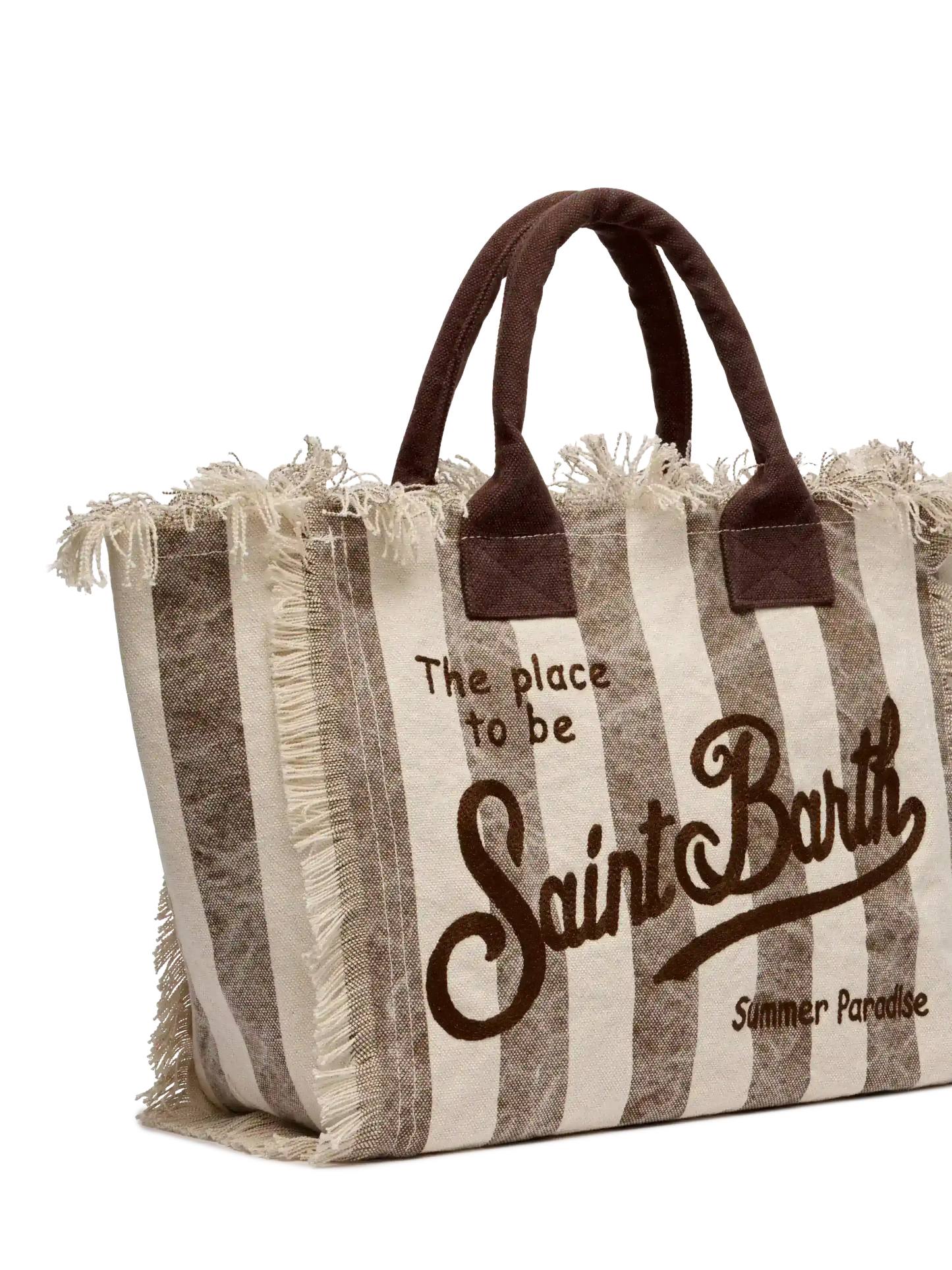 Cotton canvas Vanity tote bag with brown striped print - MC2 Saint Barth