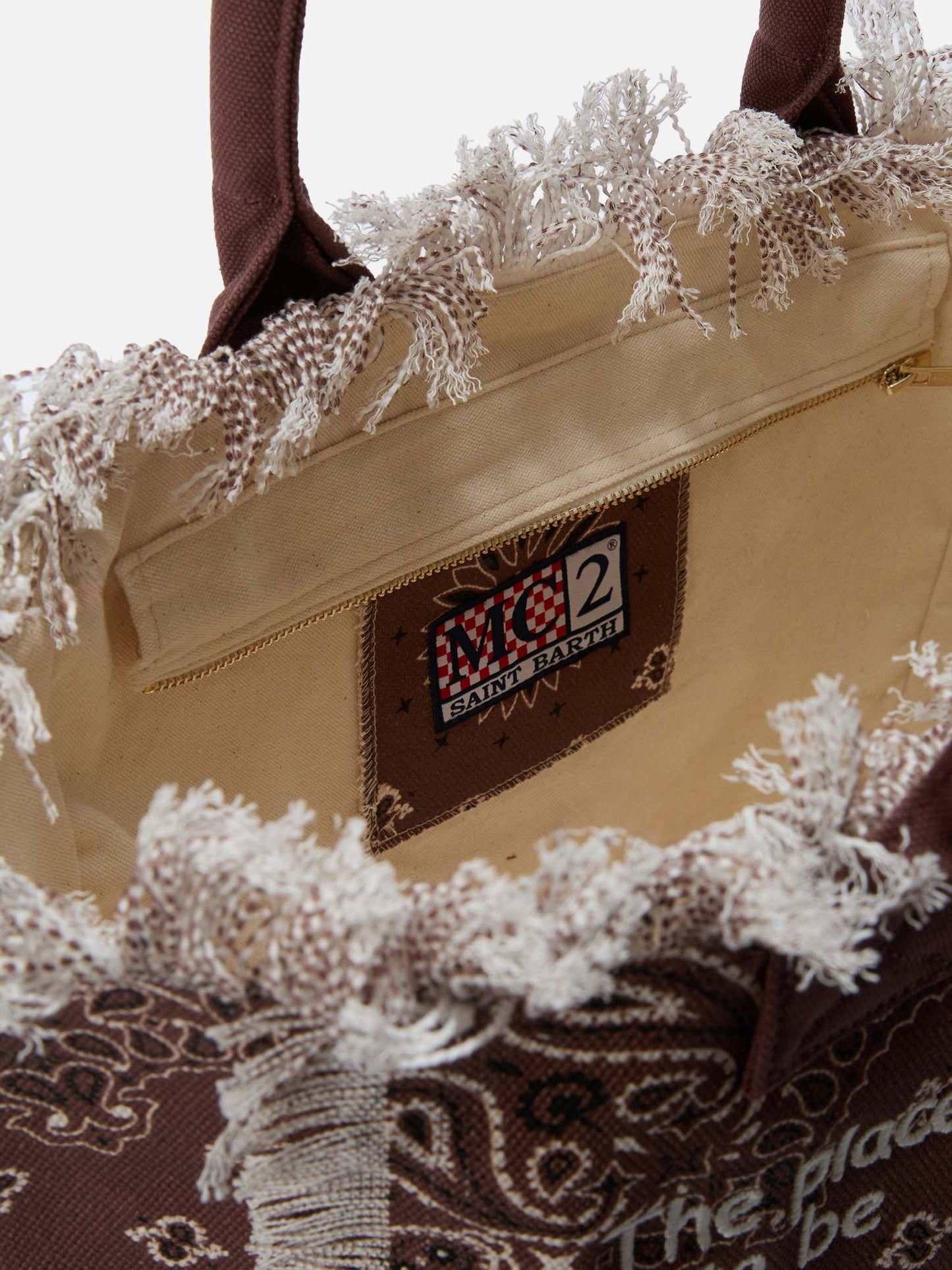 Brown canvas Vanity regular bag with bandana print