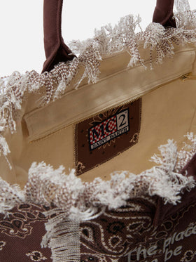 Brown canvas Vanity regular bag with bandana print