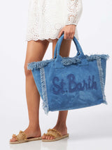 Denim cotton canvas Vanity tote bag with logo bag