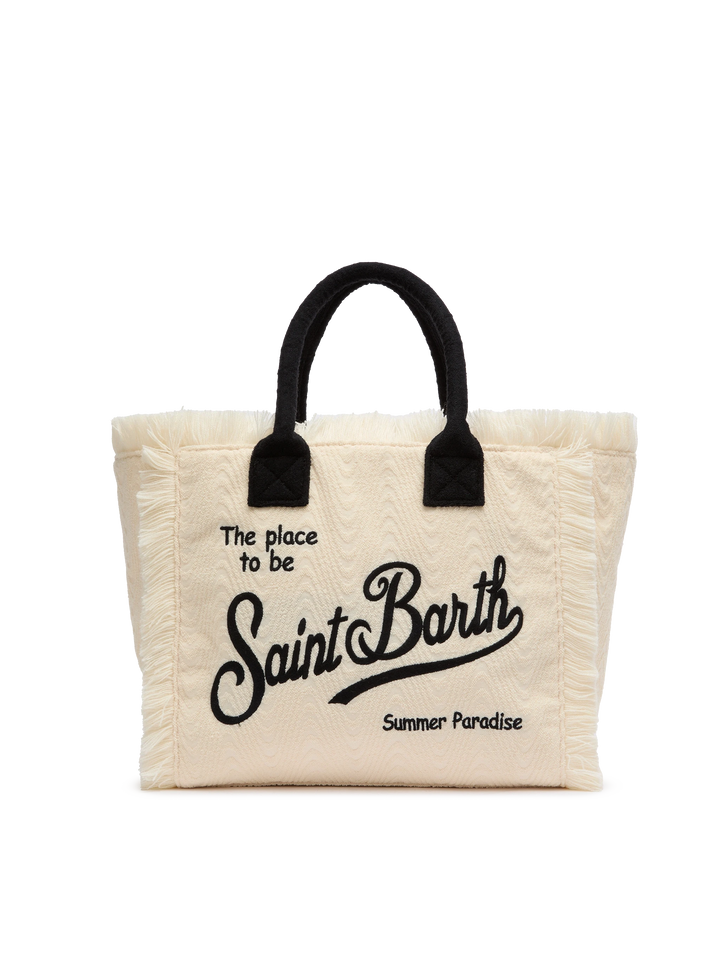Off-white terry embossed Vanity Sponge tote bag with black details