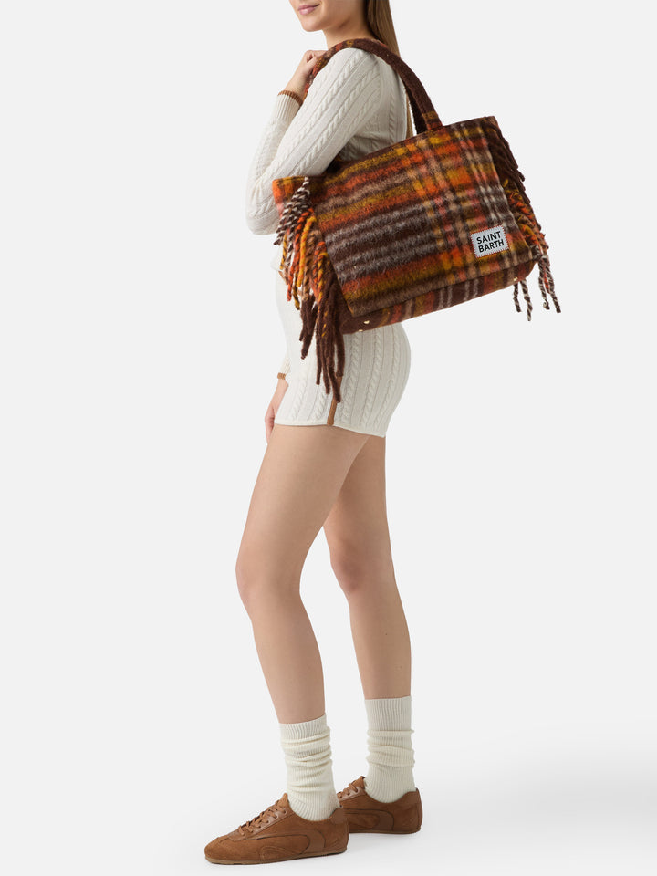 Vanity blanket shoulder bag with check print