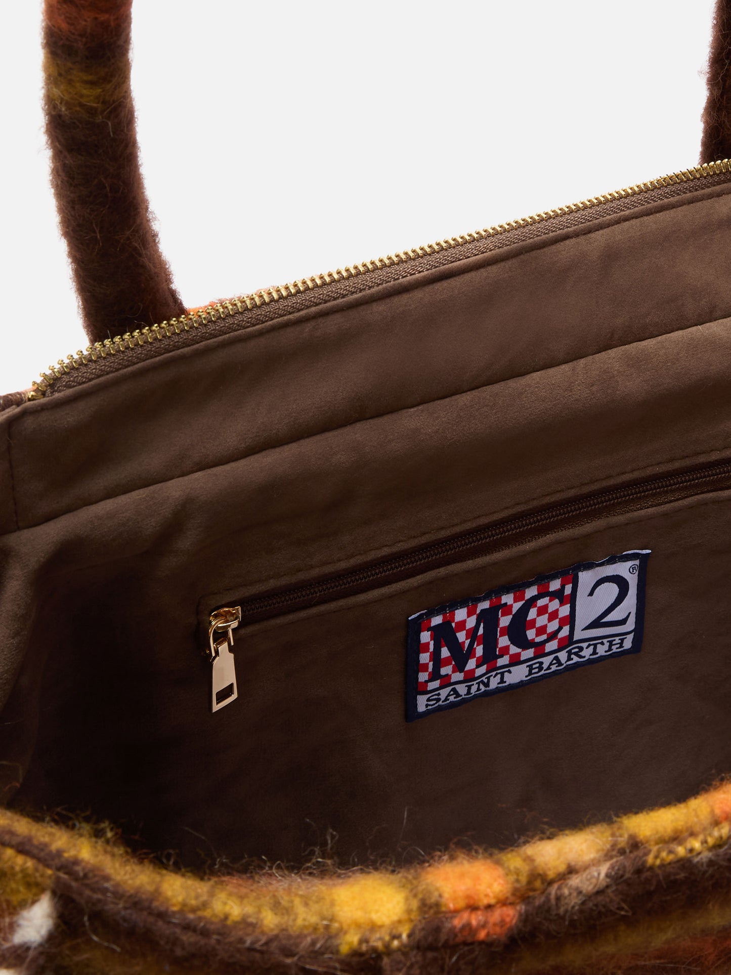 Schminkdecke, Schultertasche mit Karomuster