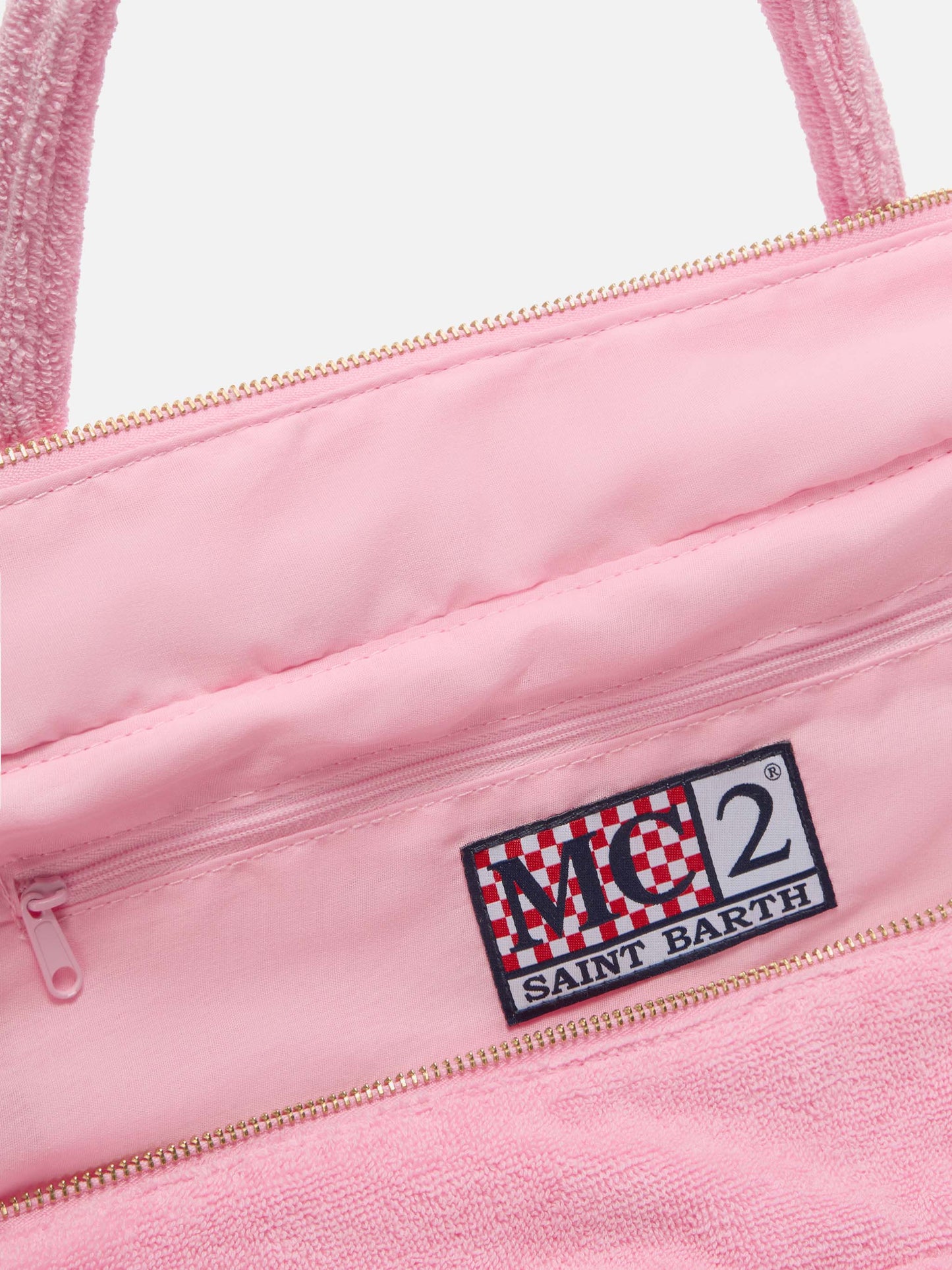 Pink solid color terry effect Vanity regular bag