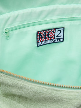 Vanity Terry sage green tote bag  with embossed logo